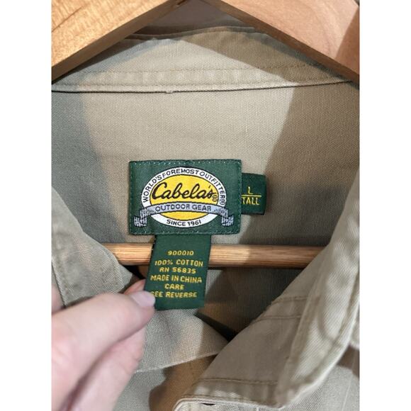 Cabelas Shirt Adult Large Tall Khaki Outdoor Gear Denim Fishing Utility Shacket - Picture 2 of 6
